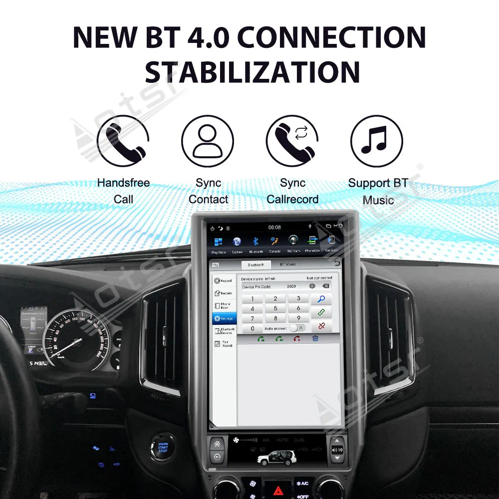 16 بوصة أندرويد 9 CarPlay راديو السيارة لتويوتا لاند كروزر 2016-2020 شاشة تعمل باللمس مشغل وسائط متعددة نظام تحديد المواقع والملاحة رئيس وحدة BT