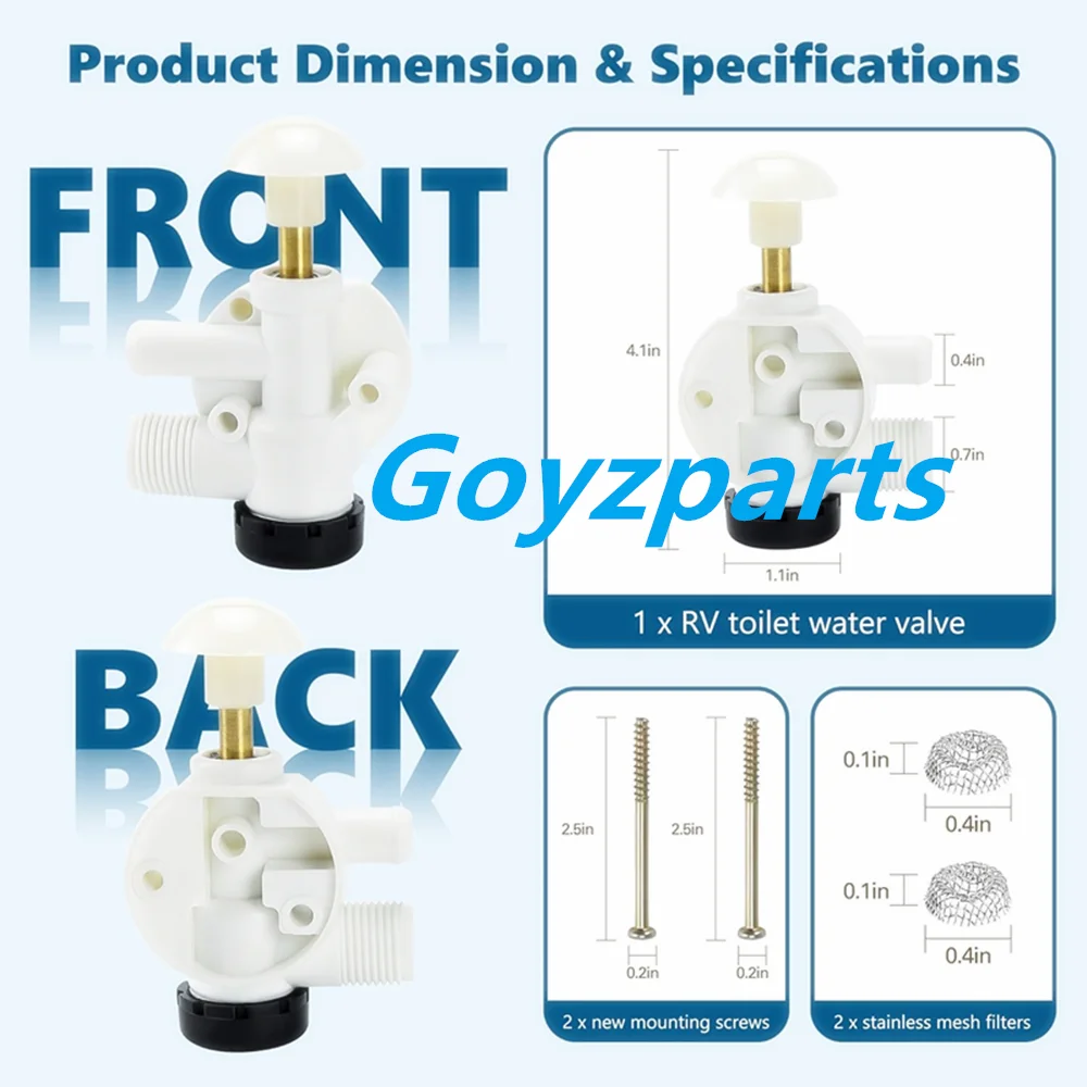 RV Water Valve Kit Upgraded Toilet Water Valve 385314349 For Dometic Sealand Leakage Prevention Repair Kit