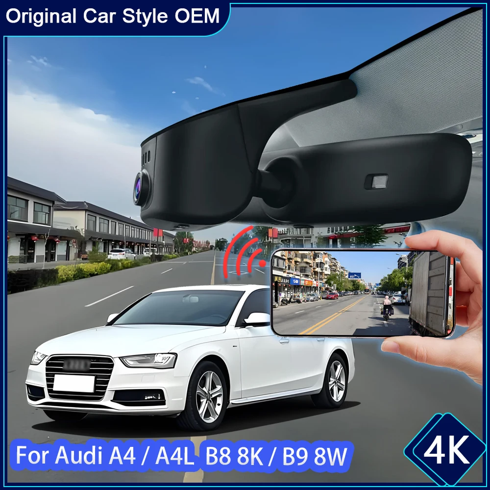 Driving Video Recorder Night Vision 4K UHD Plug and Play Car DVR Camera For Audi A4 A4L B8 8K B9 8W 2008~2025 Dashcam
