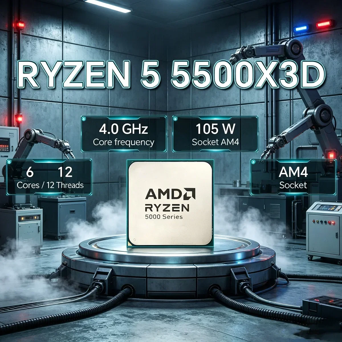 

High Cache Gaming AMD Ryzen 5 5500X3D AM4 CPU 6 Core 12 Thread 105W Power Desktop Computer Processor Without Original Cooler