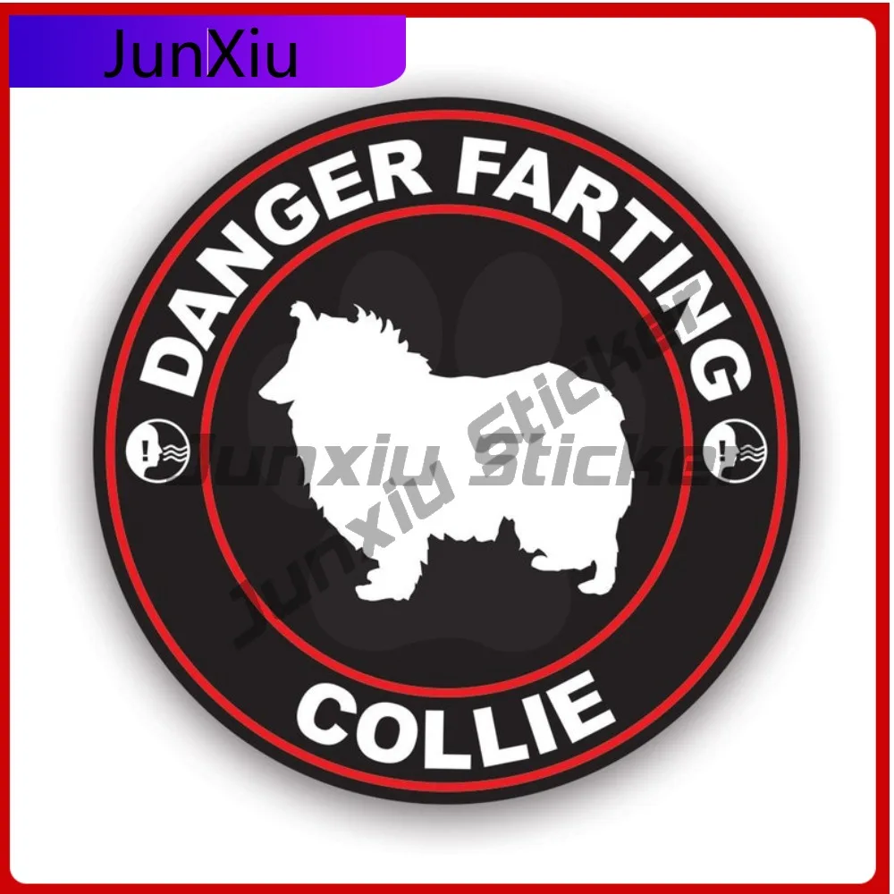 Danger Farting Collie Sticker Creative Decals Uv Protected Dog Canine Pet Gas Fart Farts Bearded Border Rough Auto Decor Car