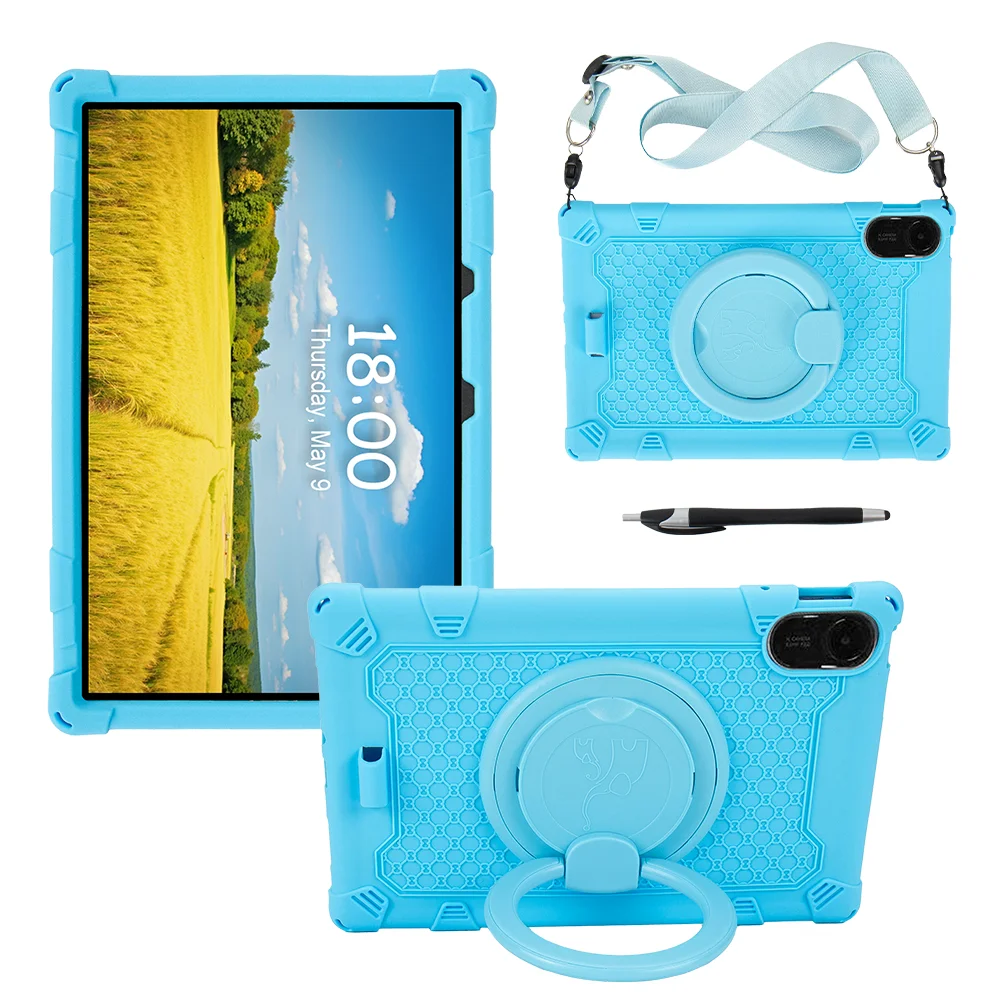 

Soft Silicone Kids Safe Case For Xiaomi Redmi Pad 2 2025 11.0 inch 25040RP0AG 25040RP0AI 360 Rotating Handle Grip Stand Cover