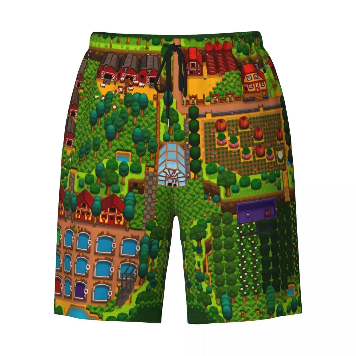 Stardew Valley Game Forest Farm Layout Board Shorts Summer Y2K Beach Short Pants Males Sports Fitness Quick Dry Swim Trunks view 3