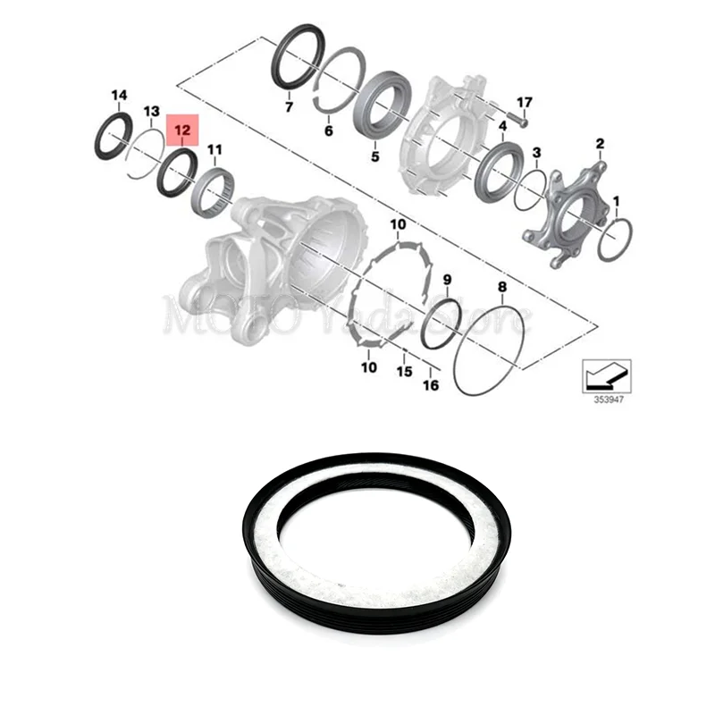 Right-angle transmission shaft sealing ring For BMW HP R1200R/ST K1200R K1300R/S/GT R900RT RNinet
