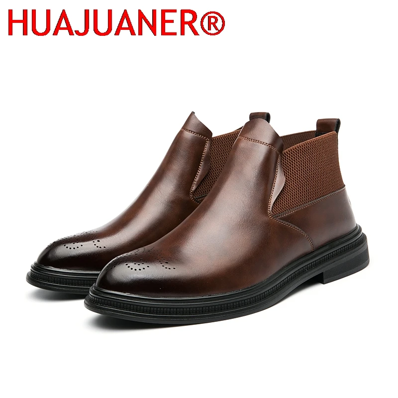 

Мужские ботинки челси в стиле ретро, кожаная официальная рабочая обувь высокого качества, мужские ботильоны в британском стиле, деловые короткие ботинки броги