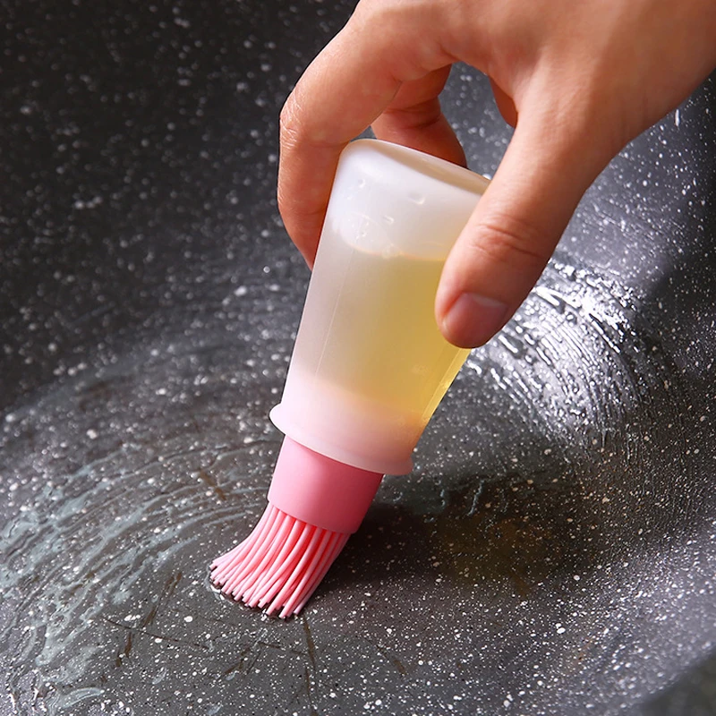 2pcs Household Kitchen Supplies Silicone Barbecue Brush, Durable and Heat-resistant Silicone Oil Bottle Barbecue Brush