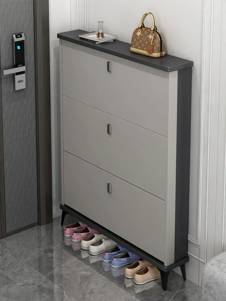 Italian-style ultra-thin shoe cabinets-Household door-tipping porch cabinets are integrated with artifacts to save narrow