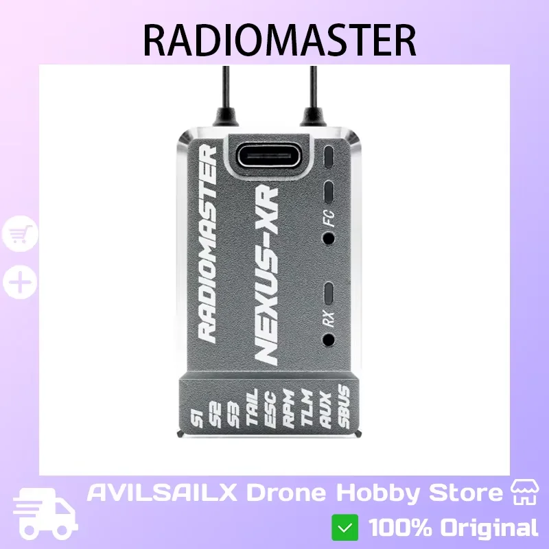 

Radiomaster Nexus XR Helicopter Gyroscope Built-in 2.4GHz ExpressLRS Receiver CNC Aluminum Alloy Black Shell