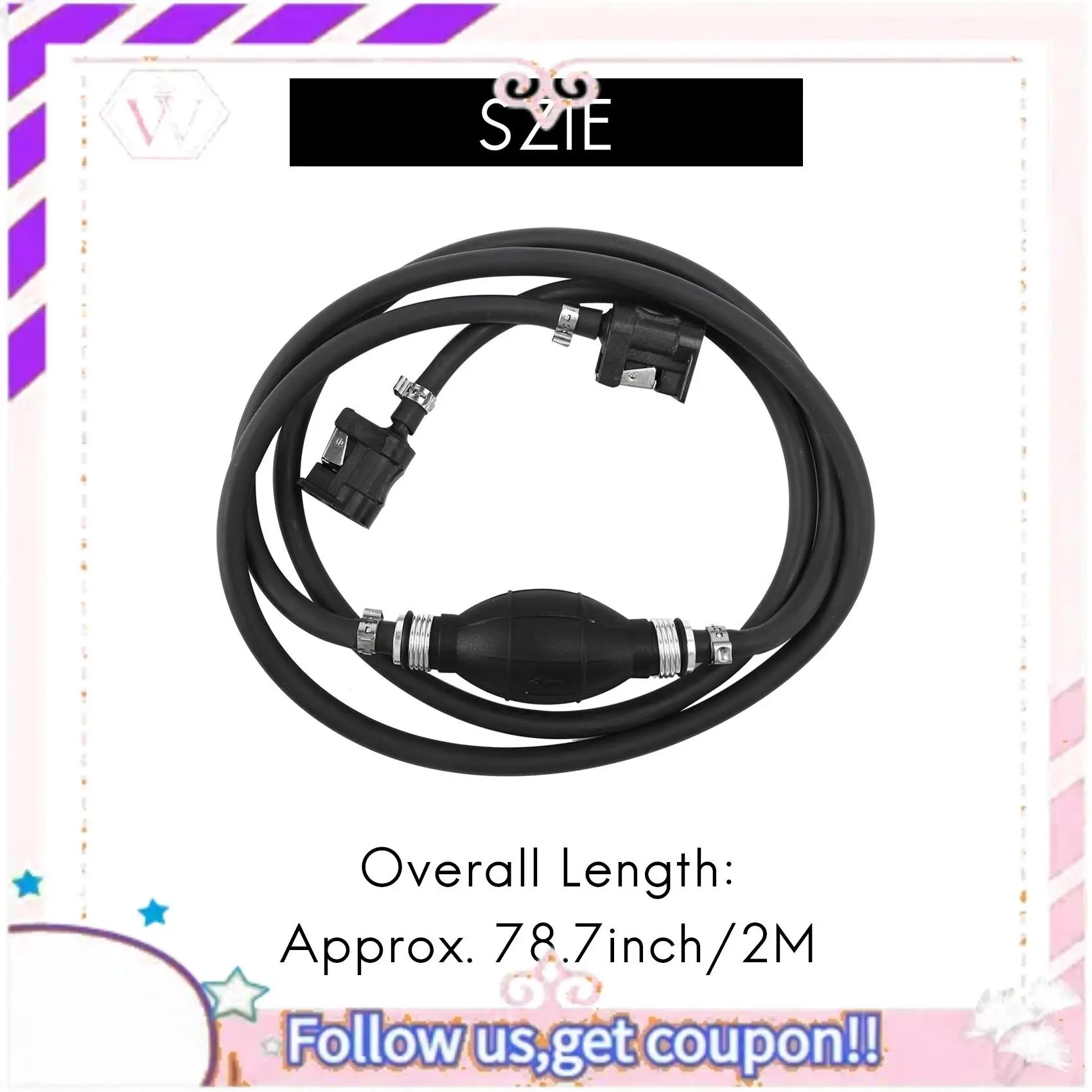 A76T-2M Fuel Line Hose Assy For Outboard P-Rimer Bulb Connector