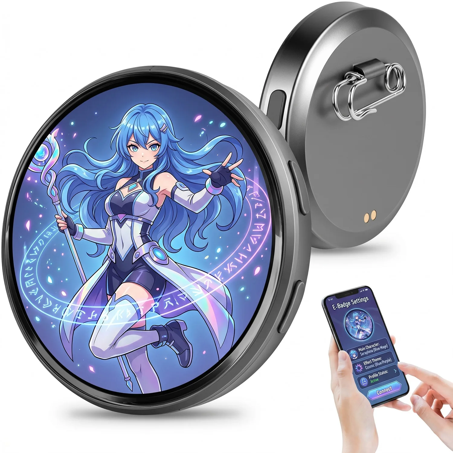 Electronic Display Badge Bar Bluetooth Smart Cyber Badge 1.5 Inch Hd Touch Screen Images, Gifs Text Short Videos Display