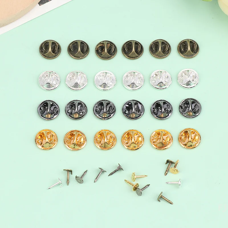 DIY Craft Set - 100 Metal Locking Pin Backs for Handmade Badges, Brooches and Jewellery