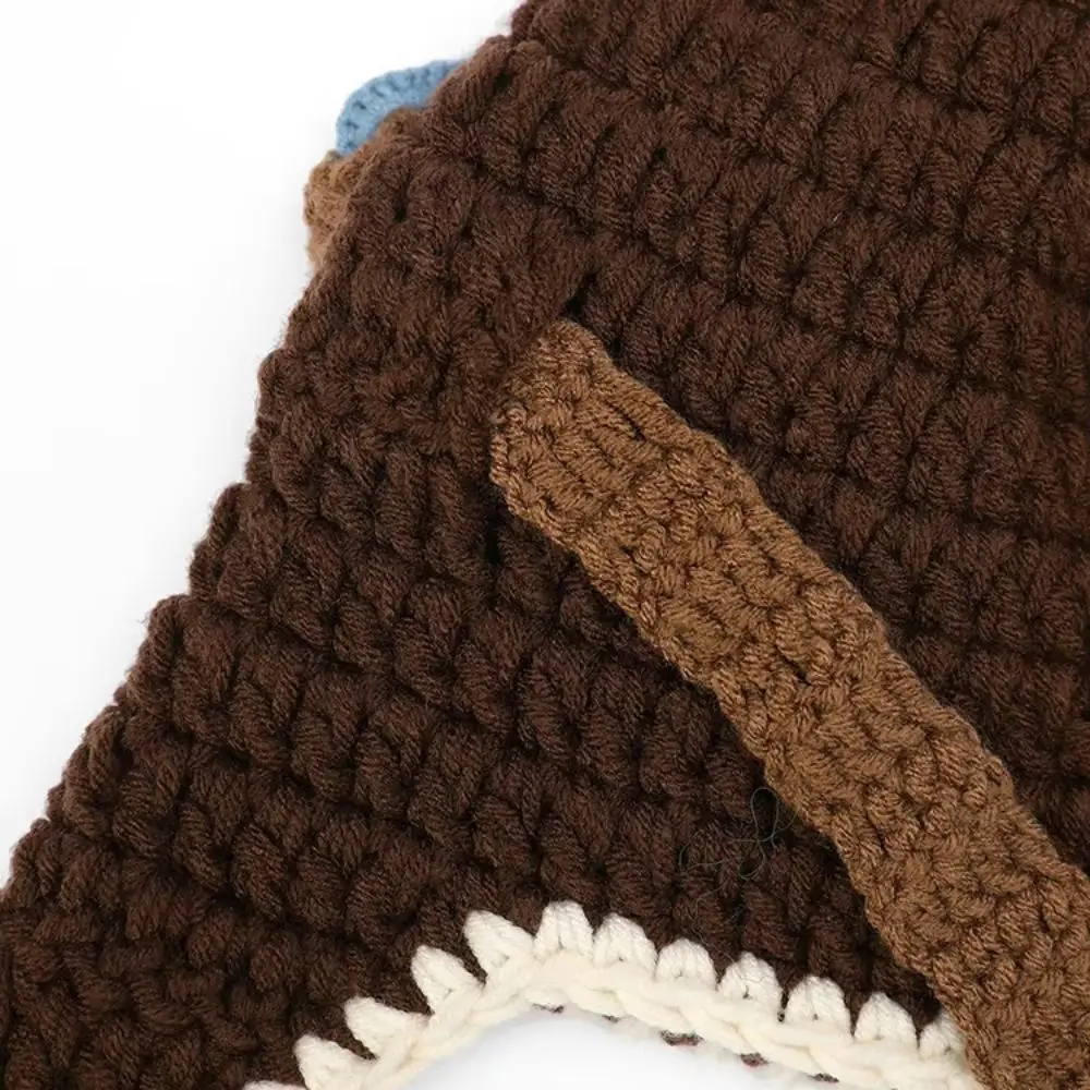 Soft Windproof Winter Pilot Hat With Goggles Crocheted Color-Blocked Knitted Beanie Plush Ear Protection Earflap Cap Cycling
