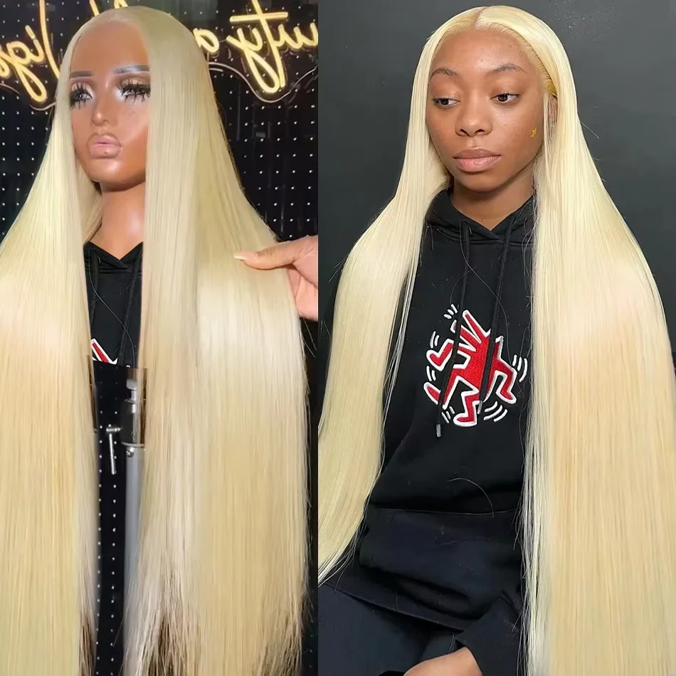 40 46 Inches 13x4 13x6 HD Transparent Full Frontal Lace 613 Blonde Colored Straight Human Hair Wigs Lace Front Wigs 200 Density