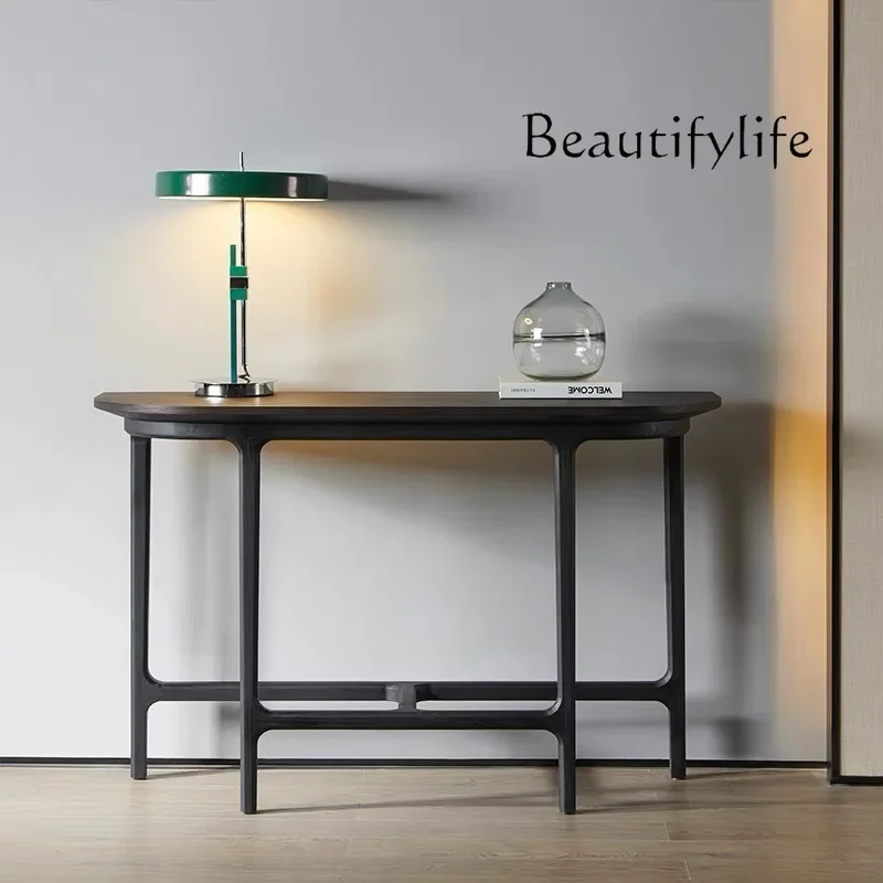 

X36 New Chinese-style Solid Wood Entrance Table Nordic Home Entrance Semicircular Corridor End View Table