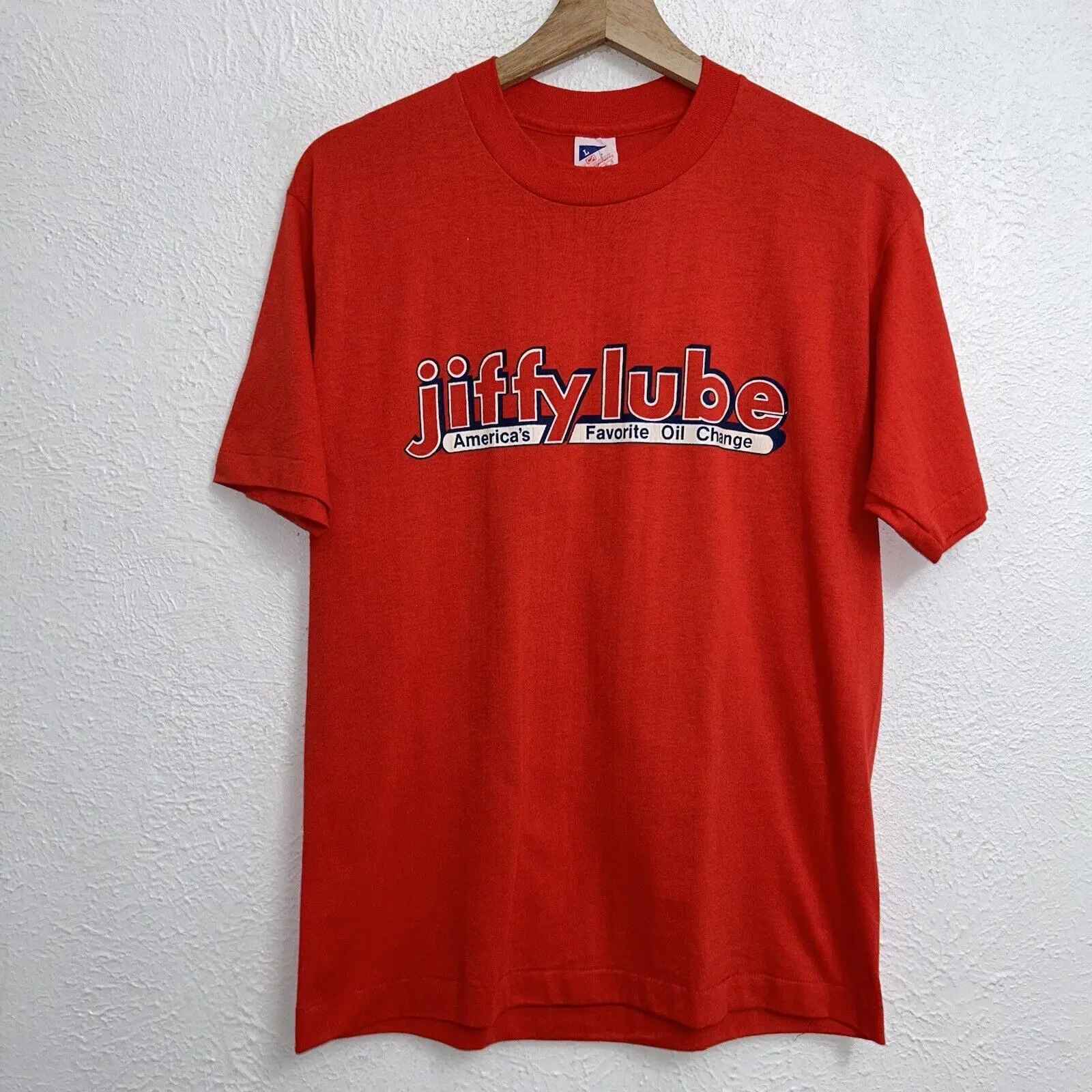 Vintage Jiffy Lube 50/50 Tee Red T-Shirt 80s Short Sleeve Size Large