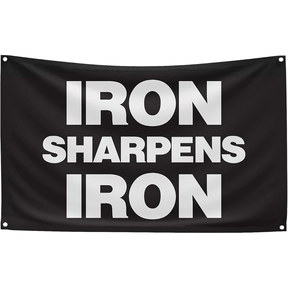 Flagnshow 100% Polyester IRON SHARPENS IRON Motivational Gym Flags