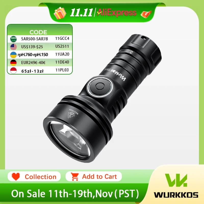 Wurkkos TS11 EDC Mini 18350 RGB مصباح يدوي مساعد قوي 2000LM USB-C قابل لإعادة الشحن SFT40 الشعلة IP68 ضوء العمل Anduril 2.0