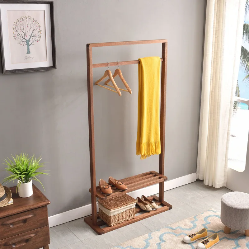 Nordic simple modern coat rack solid wood home living room bedroom floor hanger simple multi-functional shelf