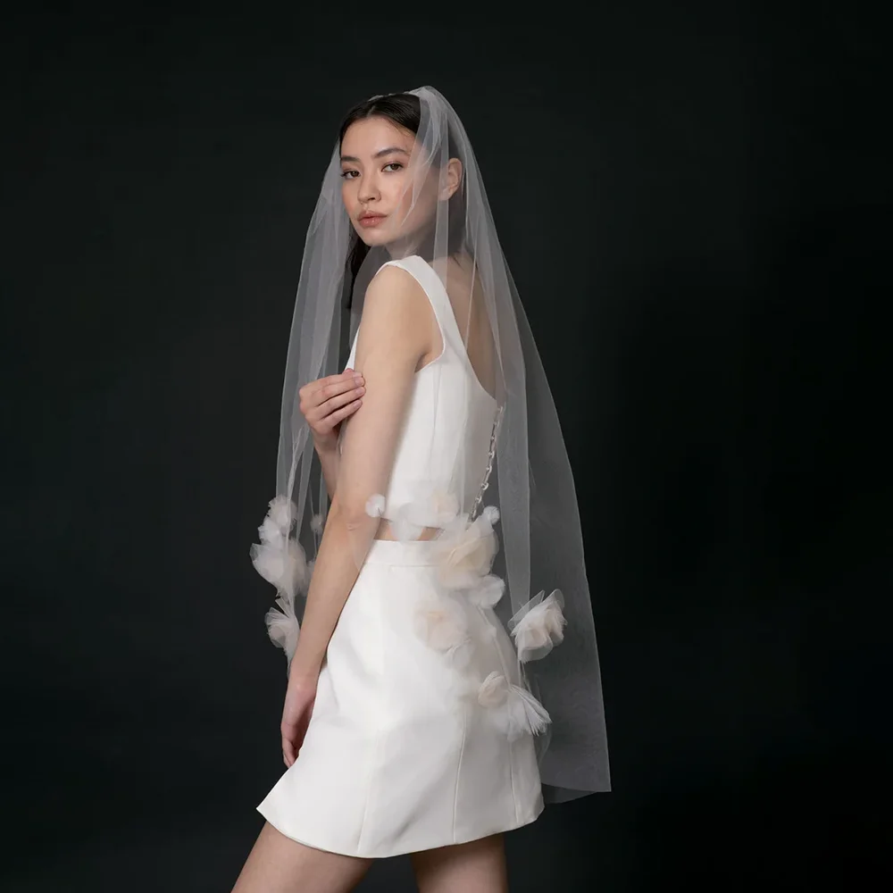 Two Piece Mini Wedding Dress Square Neck Satin Crop Top Side Slit Short Bridal Gown Engagement Elopement Vestido De Novia Corto
