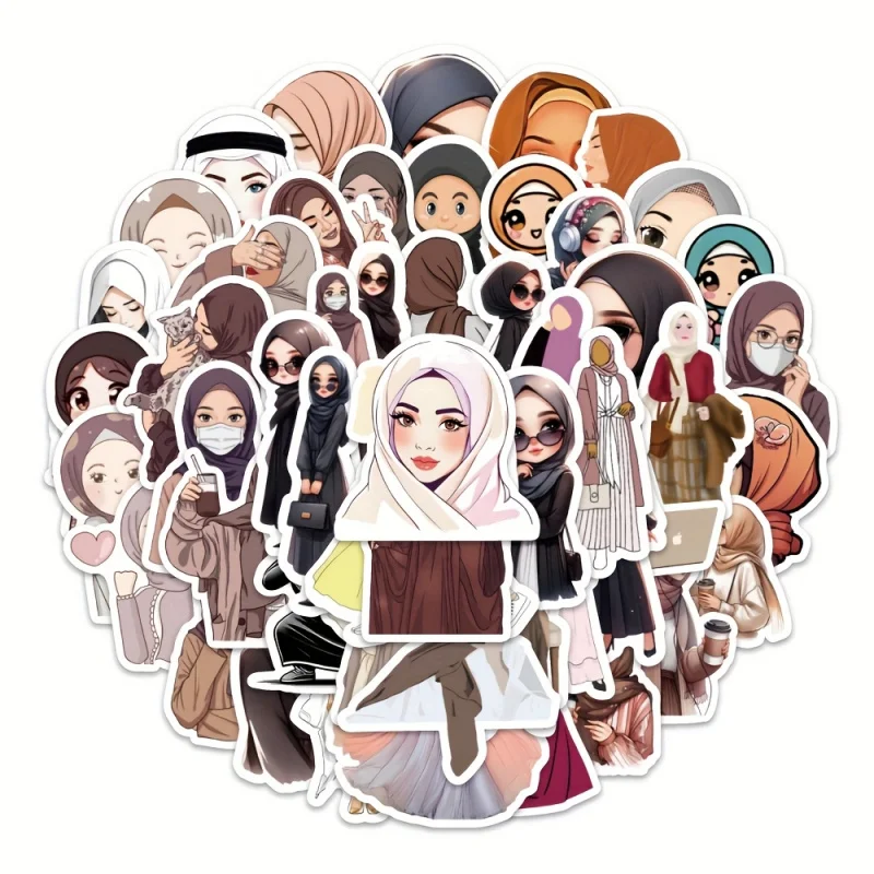 54pcs Muslim Girl Stickers Creative planner phone decoration stickers view 3