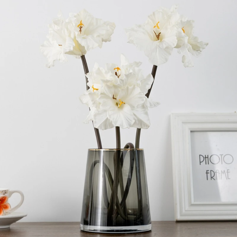 3Pcs/lot PU Hand Feel Clivia Artificial Flowers Home Decoration Wedding Floral Arrangement Party Table Bouquet Amaryllis Flowers