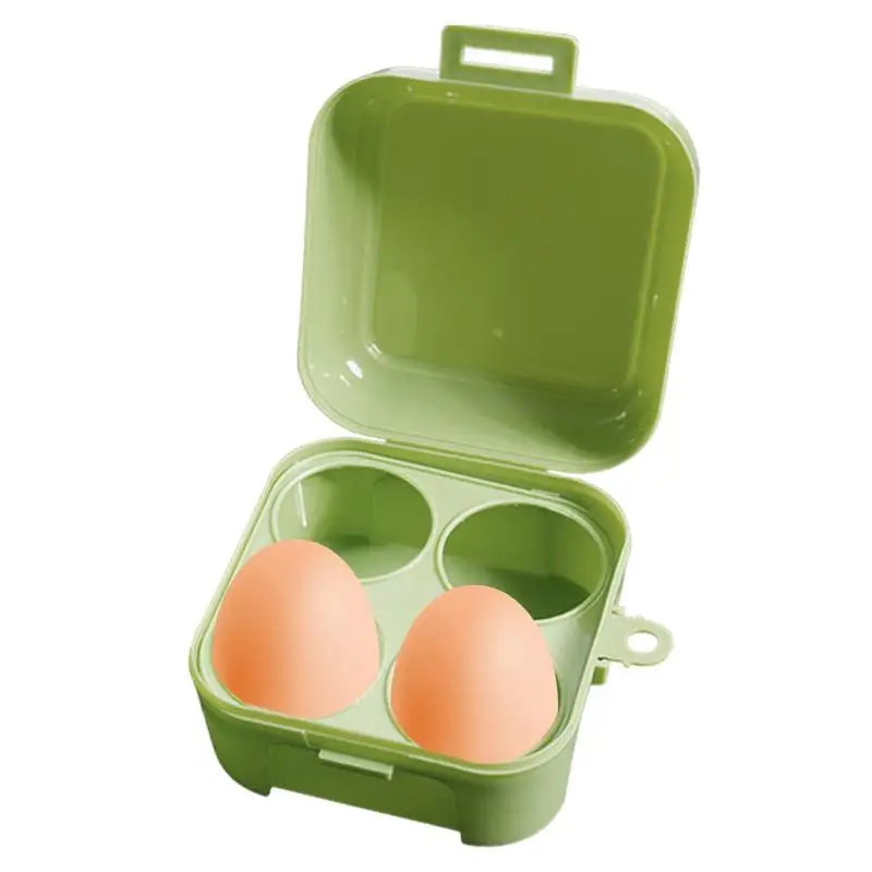 Egg Holder Camping Built-In Egg Tray Egg Container for Refrigerator with Lid 4 Cavity Fresh Egg Keeper Removable Compartments