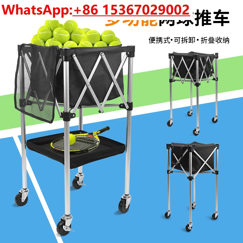 بعجلات فرامل، 180 سلة تنس بيسبول، قابلة للطي محمولة، مدرب تنس ذو سعة كبيرة