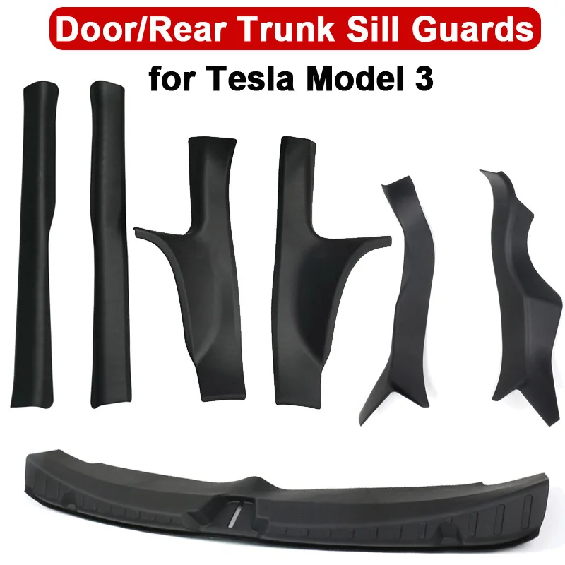 

Door Sill Protector Accessories for Tesla Model 3 2023 TPE Trunk Sill Guards Fluff Surface Corner Front Rear Door Sill Cover