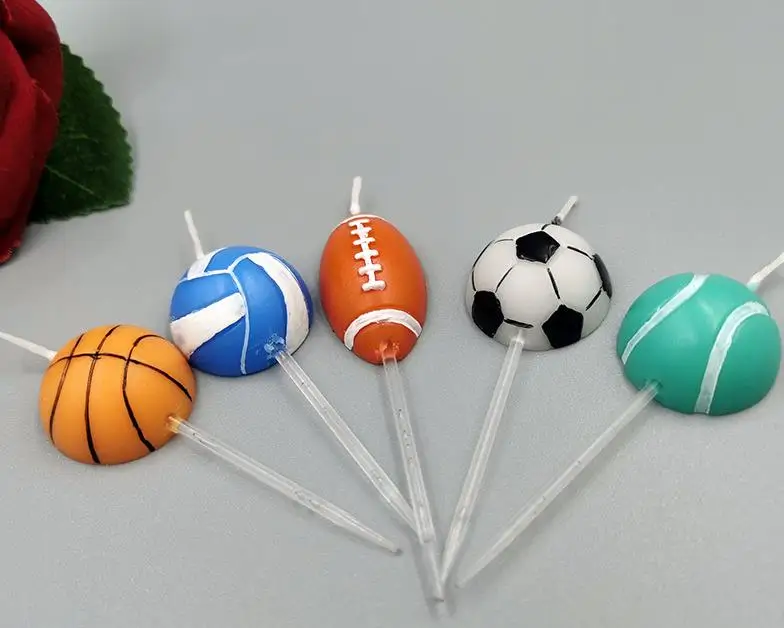 Children's Birthday Cake Candle Creative Cartoon Simulation Football Basketball Bowling Volleyball Shape Birthday Candle