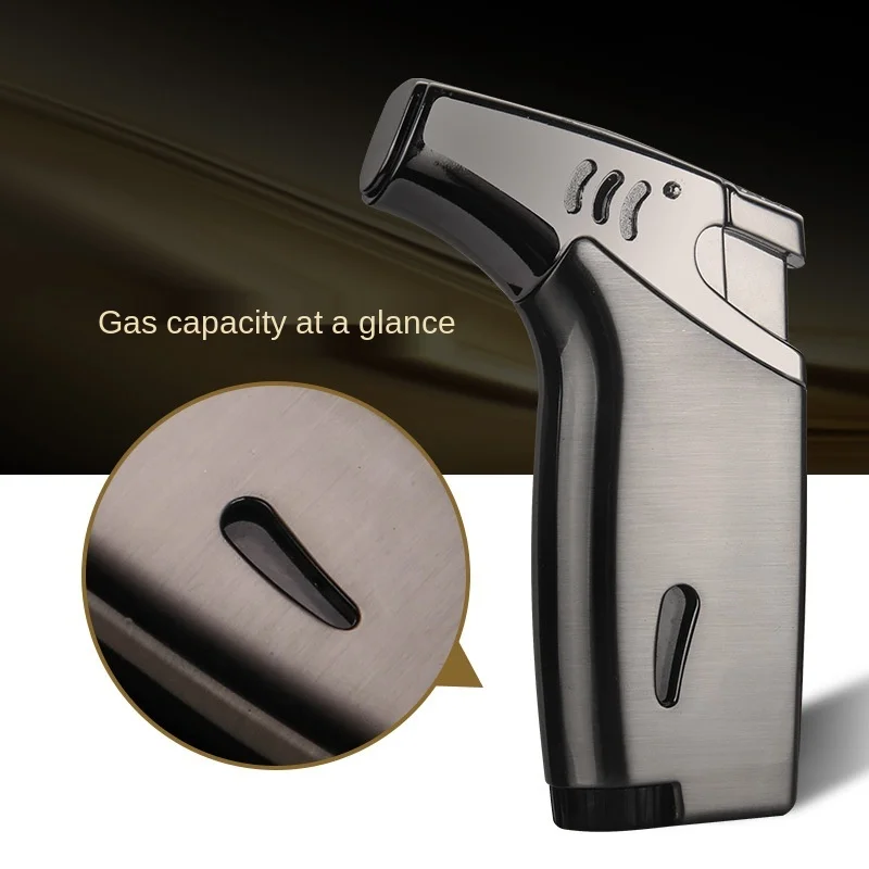 Windproof Metal Butane Jet Lighter 1300C Turbo Torch Lighter Visible Gas Window Spray Gun Lighter Inflatable Cigar Lighter