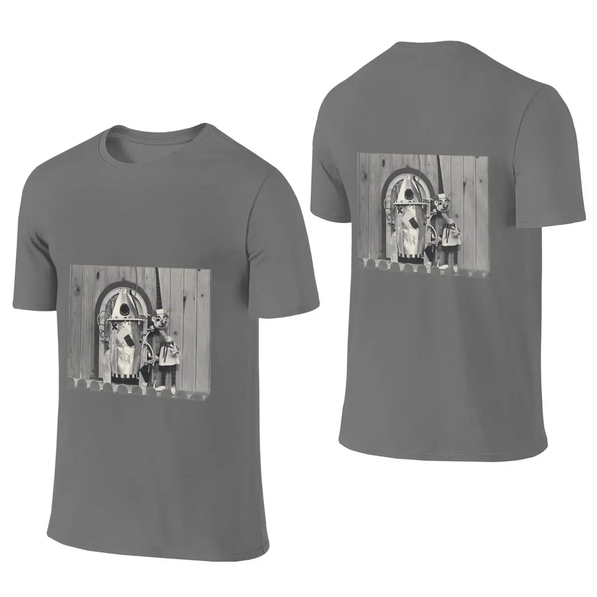 Mr Squiggle And Rocket Ultra-Minimalist Reversible T-shirtArtistic Style Fade-Resistant Cotton Tee