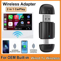 Wireless Smart Car Adapter 2 IN 1 Wireless Carplay Support for OEM Wired Carplay Plug & Play Android Auto USB Type C Adapter