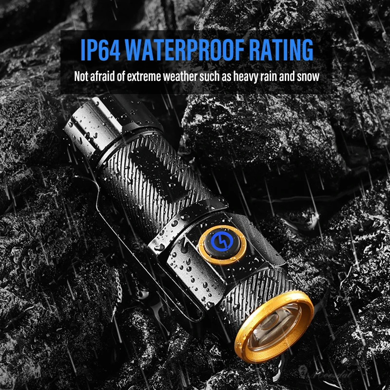 Powerful XHP50 LED Flashlight Waterproof Outdoor Mini Torch USB Rechargeable Hat Clip Lights Camping Fishing Lantern with Magnet