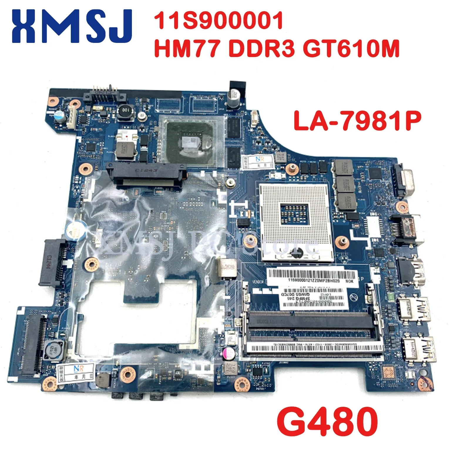 XMSJ For Lenovo G480 Laptop Motherboard 11S900001 QIWG5_G6_G9 LA-7981P HM77 DDR3 GT610M Video Card 1GB Main Board Full Test