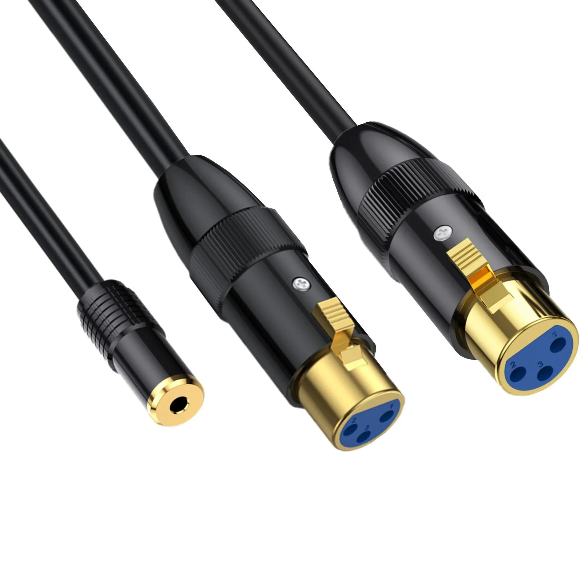 Dual XLR to 1/8 Female Adapter, Jack 3.5mm Female to Microphone, 3.5mm Stereo TRS to Dual XLR Female Transforming Cord Converte