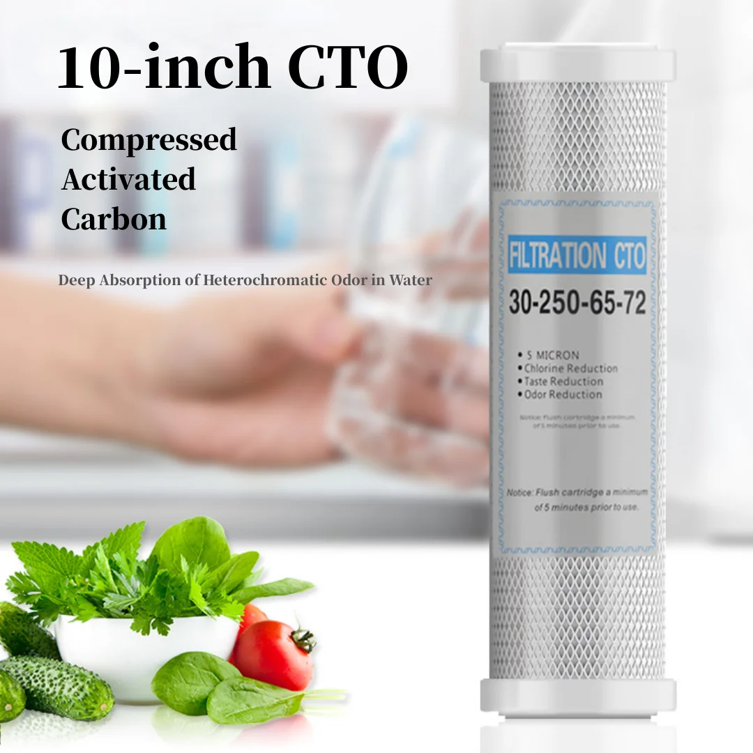 10 Inch  CTO Compressed Activated Carbon Cartridge  Replacement Kitchen Drinking Water Purifier Filter Treatment System