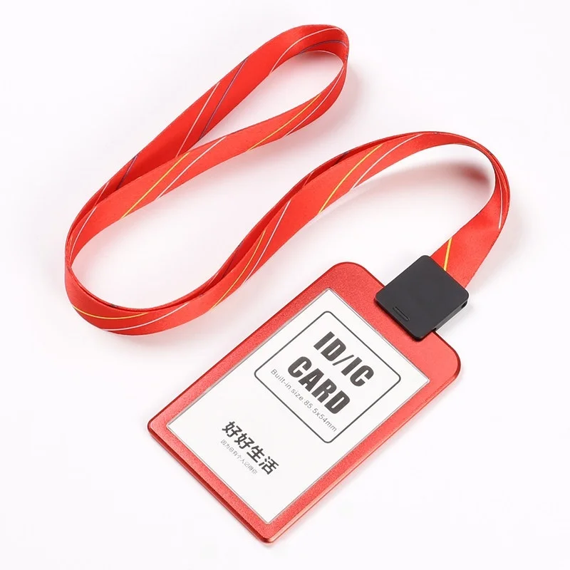 

2Pcs Aluminum alloy ID card holder with detachable lanyard suitable for ID cards work cards and name tags