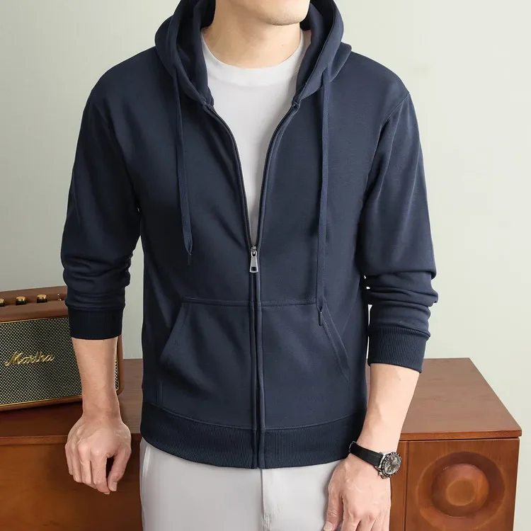 Herren-Kapuzenjacke mit Reißverschluss – Premium-Baumwollmischung, Weich & Langlebig, Unisex Übergrößen-Hoodie für Outdoor und Wandern – Detail 8