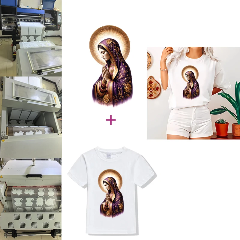 Religion:Our Lady Of Christ Jesus Purple Iron On Heat Transfer Stickers For Ironing Transfers For Clothing Diy Clothes Appliques