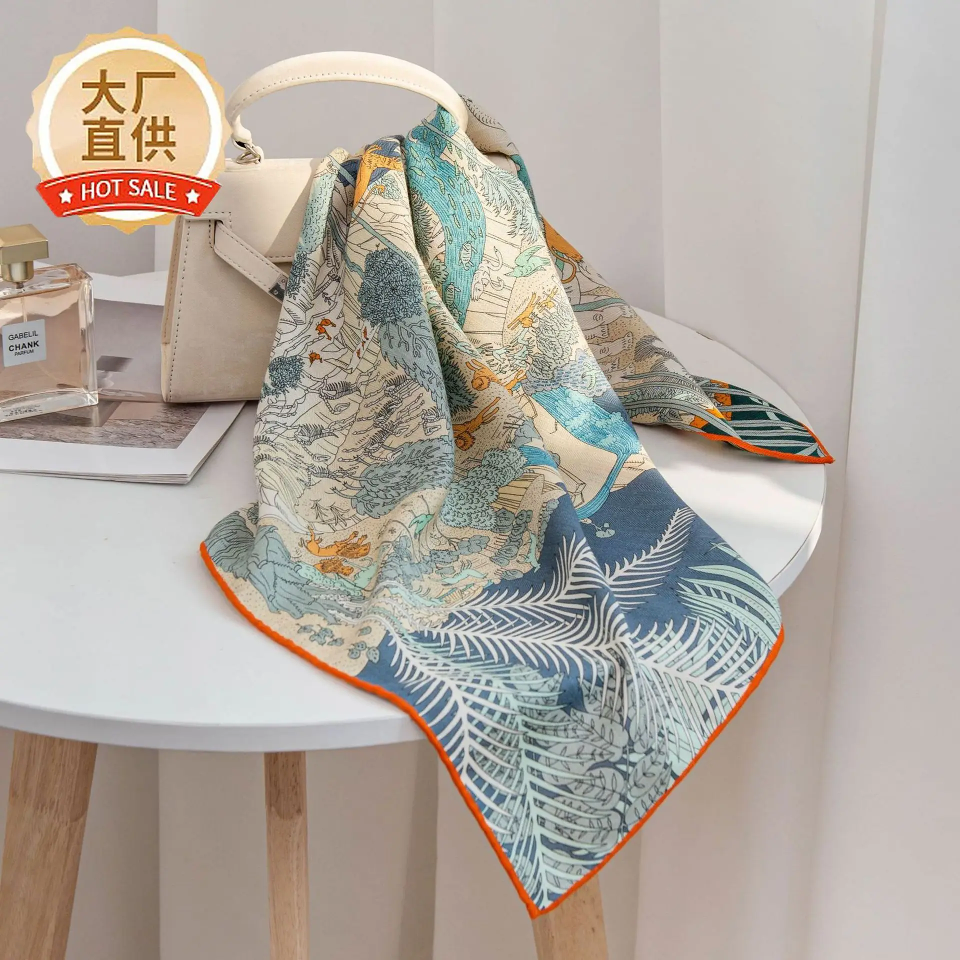 

Весенне-летний новый двусторонний шарф из шерсти и шелка с ретро-принтом животных джунглей, женский, легкий люкс, высококачественный, шаль-шарф