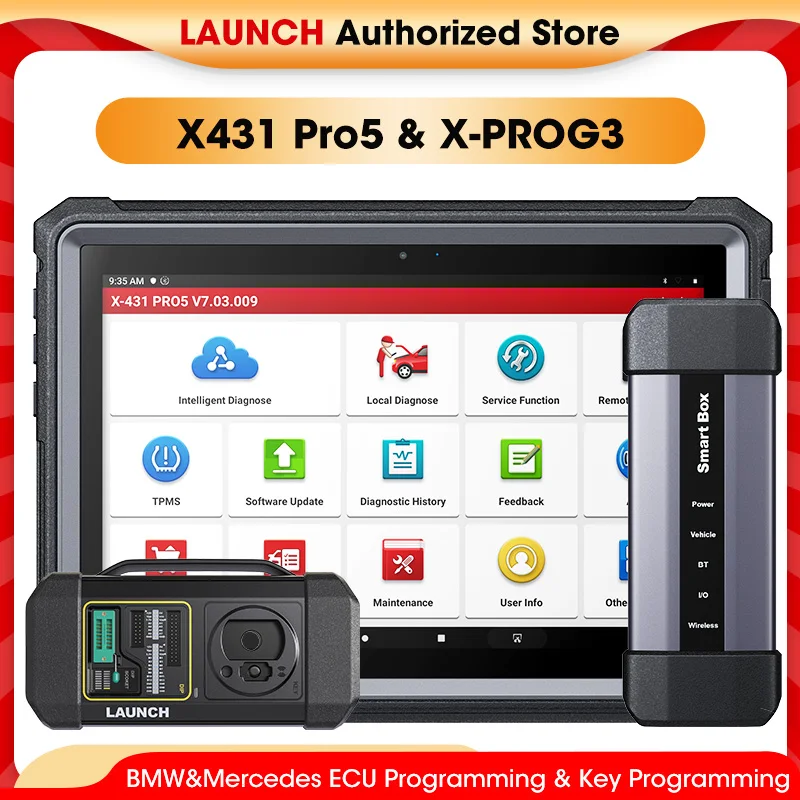 

Launch Key Programming Tool X431 Pro 5 & X-PROG3 Set Car Diagnostic Tool All Key Lost Programming IMMO Immobilizer Auto Scanner