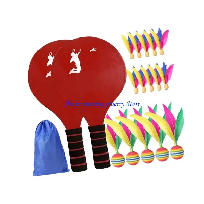 652D 18Pcs Kids Sports Cricket Toy Set Wooden Cricket Paddles With Comfortable Grip