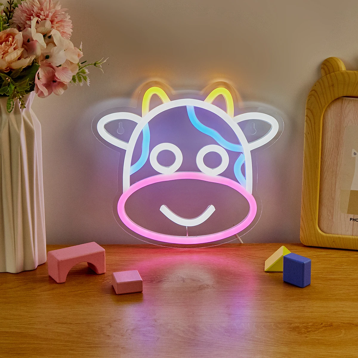 Chi-buy LED Neon Cartoon Cow USB Powered Neon Signs Decor Lamp Signs Birthday Gift Wall Art For Bedroom Room Bar Shop