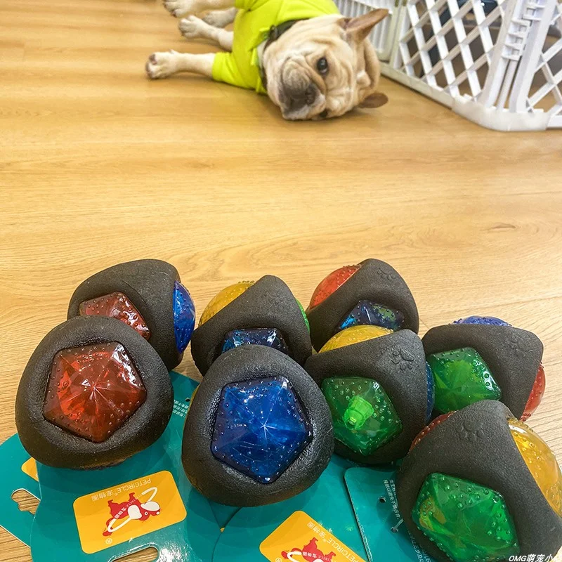 1PC pet toy TPR emits sound, emits light, and interacts with a black ball, suitable for small and medium-sized dogs