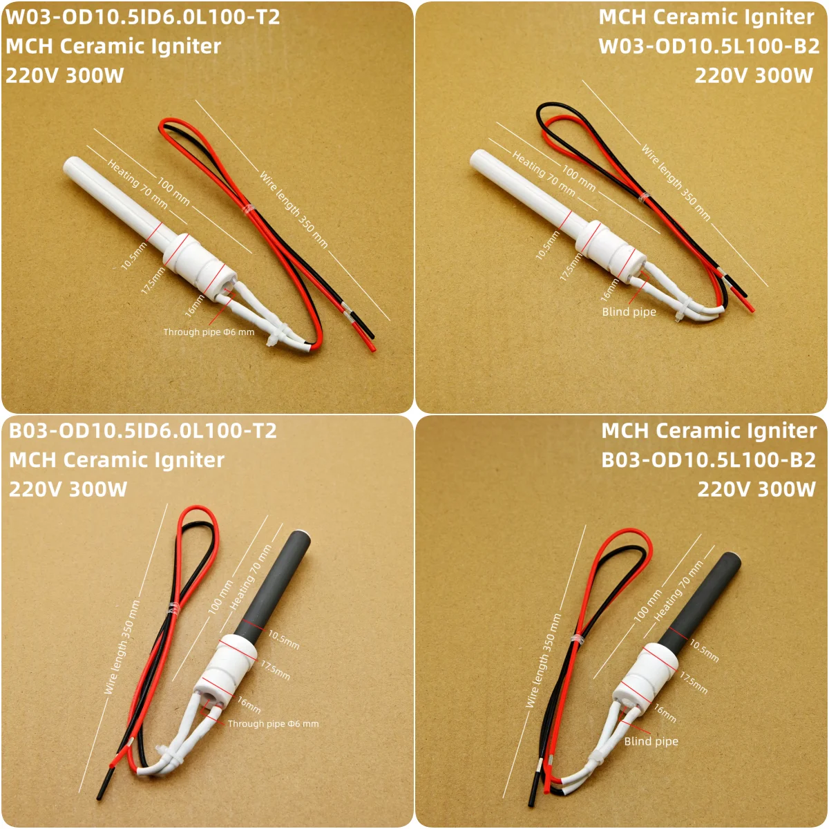 Electronic ceramic Igniter 230V300W wood chip particle oven ignition rod, biofuel heater kitchen accessories oven ignition rod