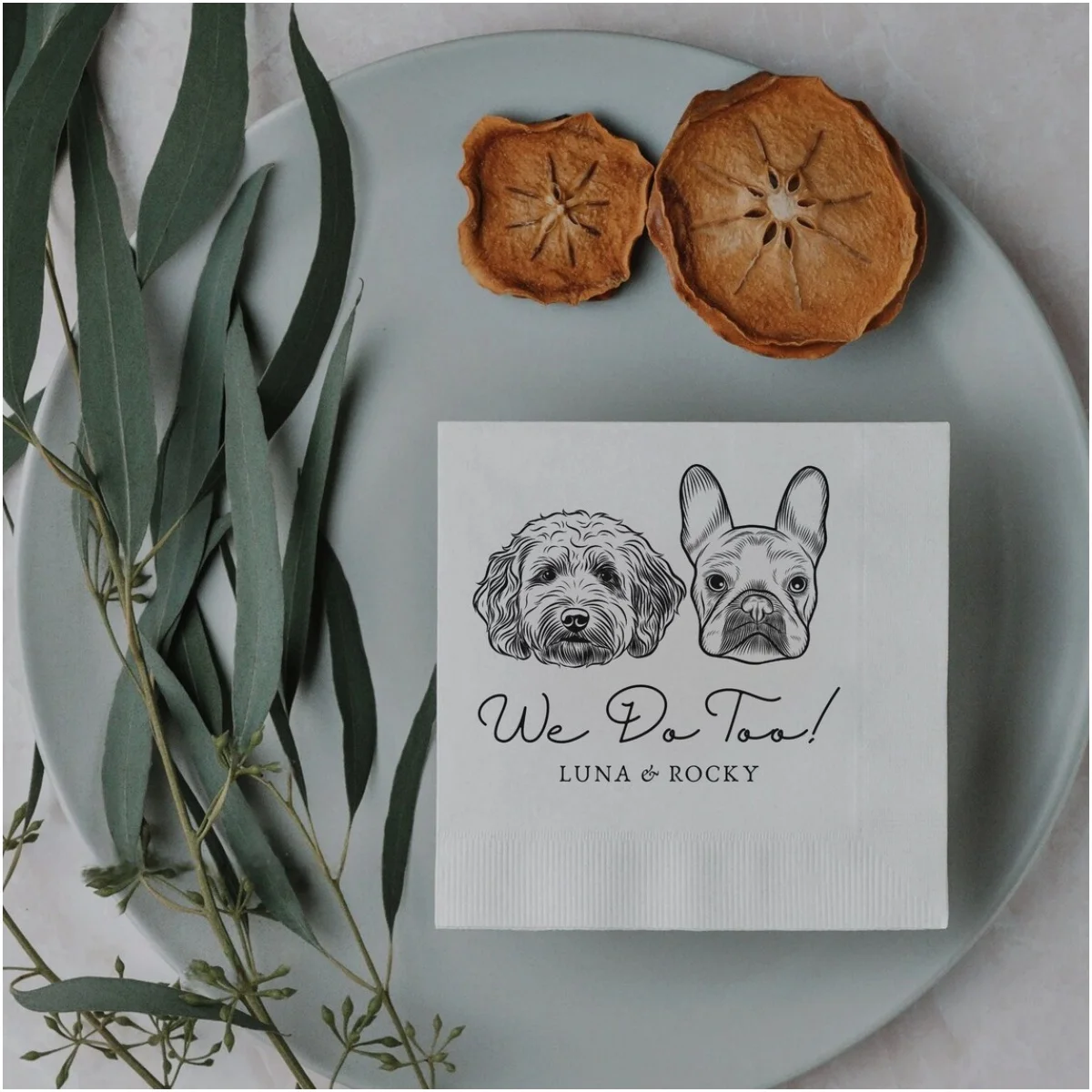 

50pcs Custom Pet Cocktail Napkins, Dog Wedding Napkins, Custom Pet Cocktail Napkins, Customized Pet Napkins Portrait Wedding