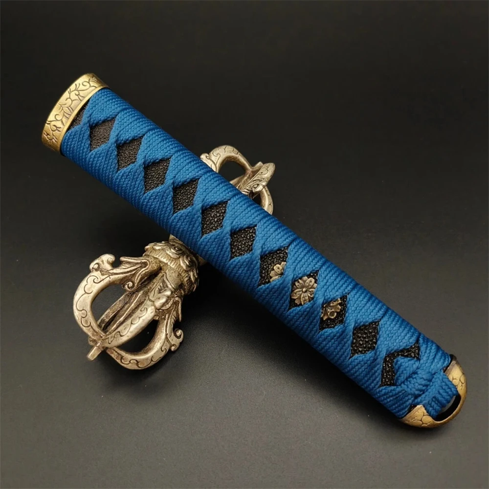 21CM Tsuka Handle Real Stingray Skin Rayskin Silk Ito Alloy Fuchi Kashira Fittings F Japanese Sword Wakizashi Tanto Katana Hilt