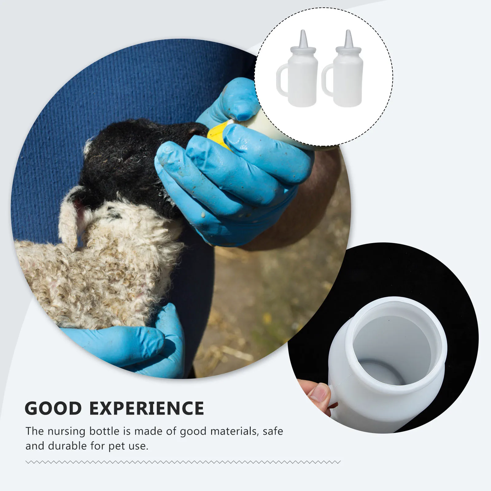 

2pcs Calf Milk Silicone Baby For Pet Nursing Feeder Portable Lamb Kitten Puppy Feeding Bottle Calf Nursing Handled Bottle Pet