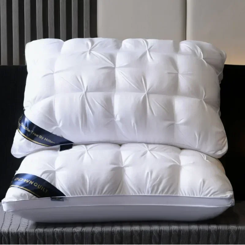 48x74cm Luxury White Goose Down Pillows Down-proof King Queen 100% Cotton Bedding 3D Style Rectangle Pillow for You Lover Gift