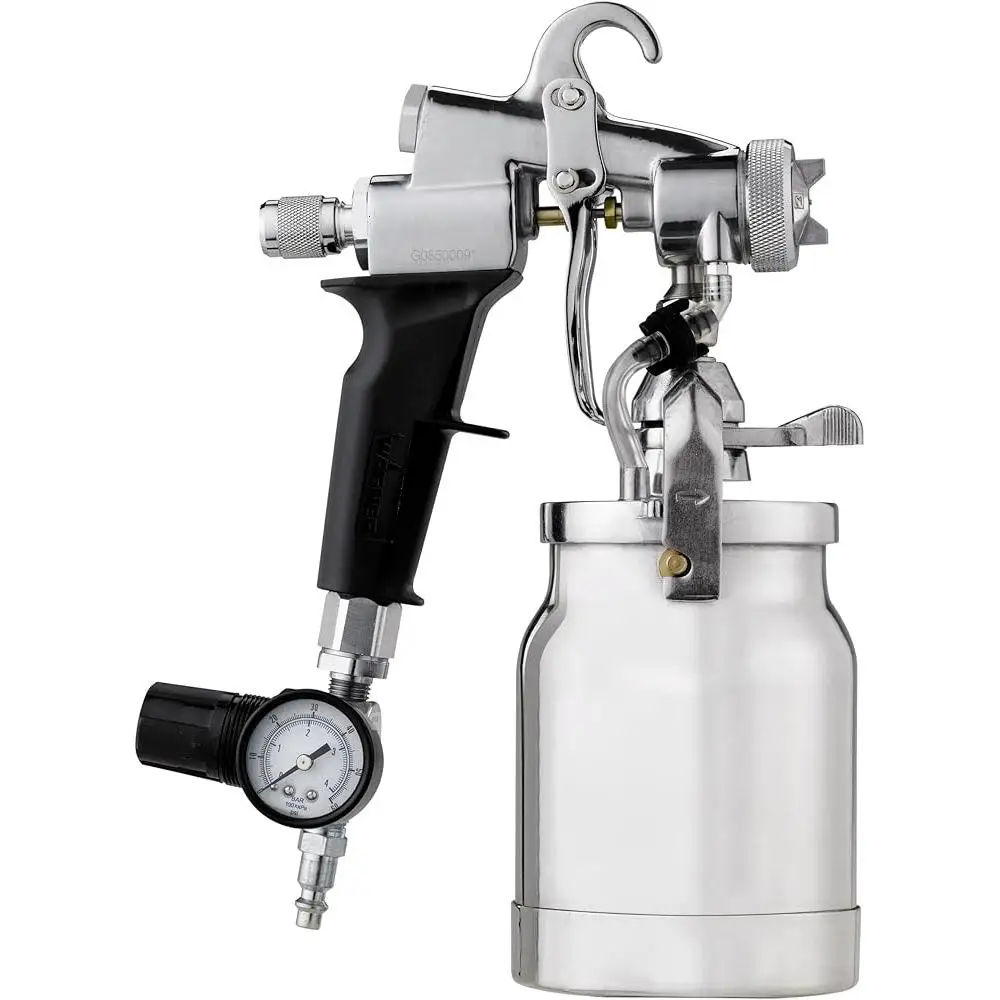 HVLP Paint Spray Gun Conversion System High Pressure Compressors 3 Spray Patterns Metal Construction 1 Quart Cup Included